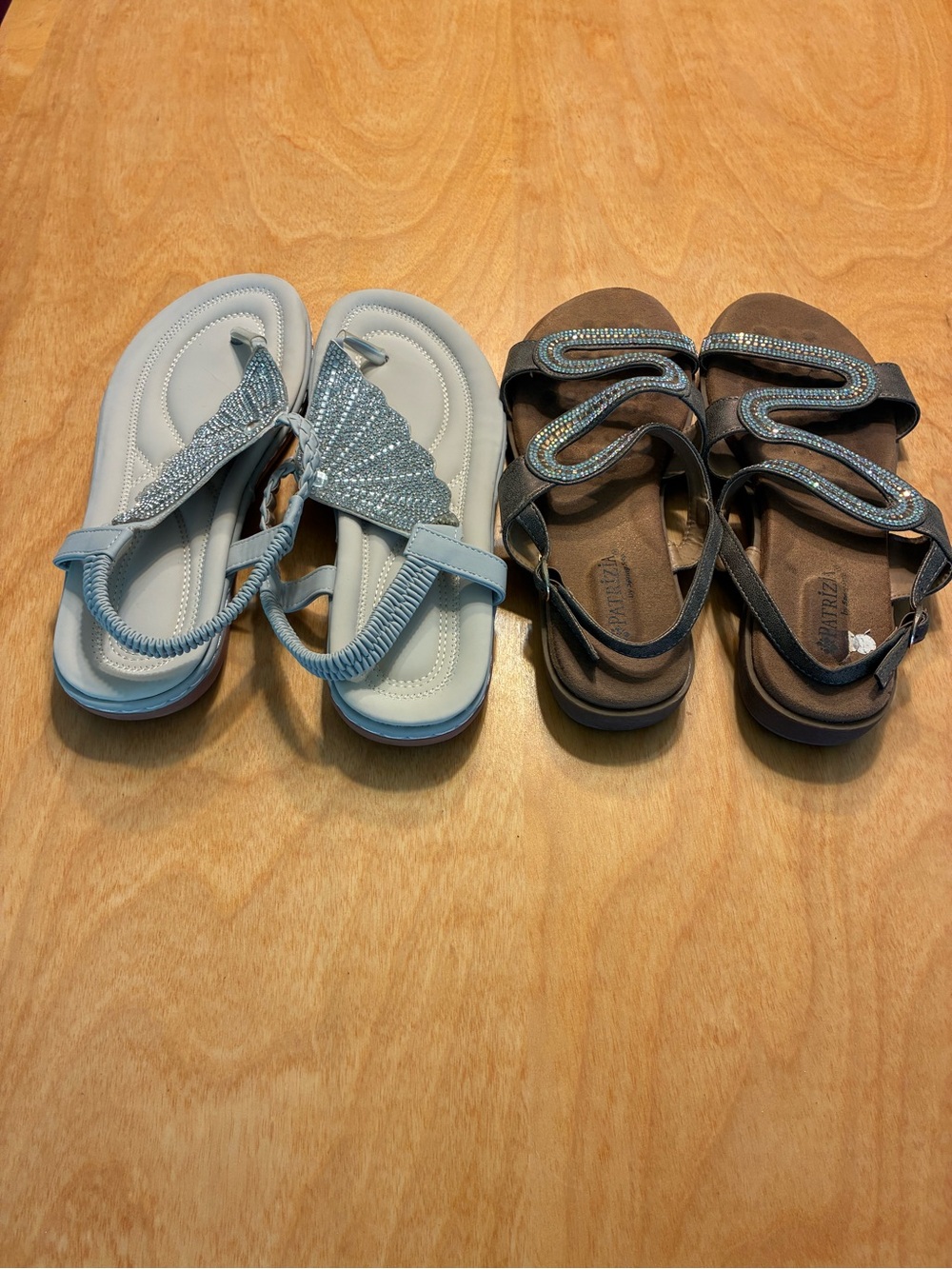 Two pair of jeweled sandals